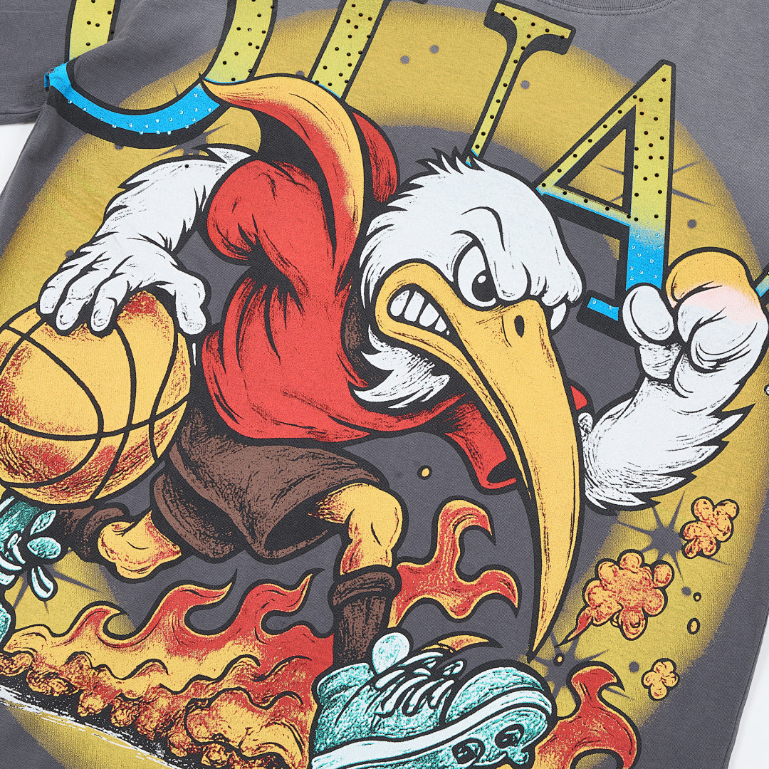 DUAA Baller Eagle Oversized Graphic Tee — Grey