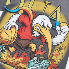 DUAA Baller Eagle Oversized Graphic Tee — Grey