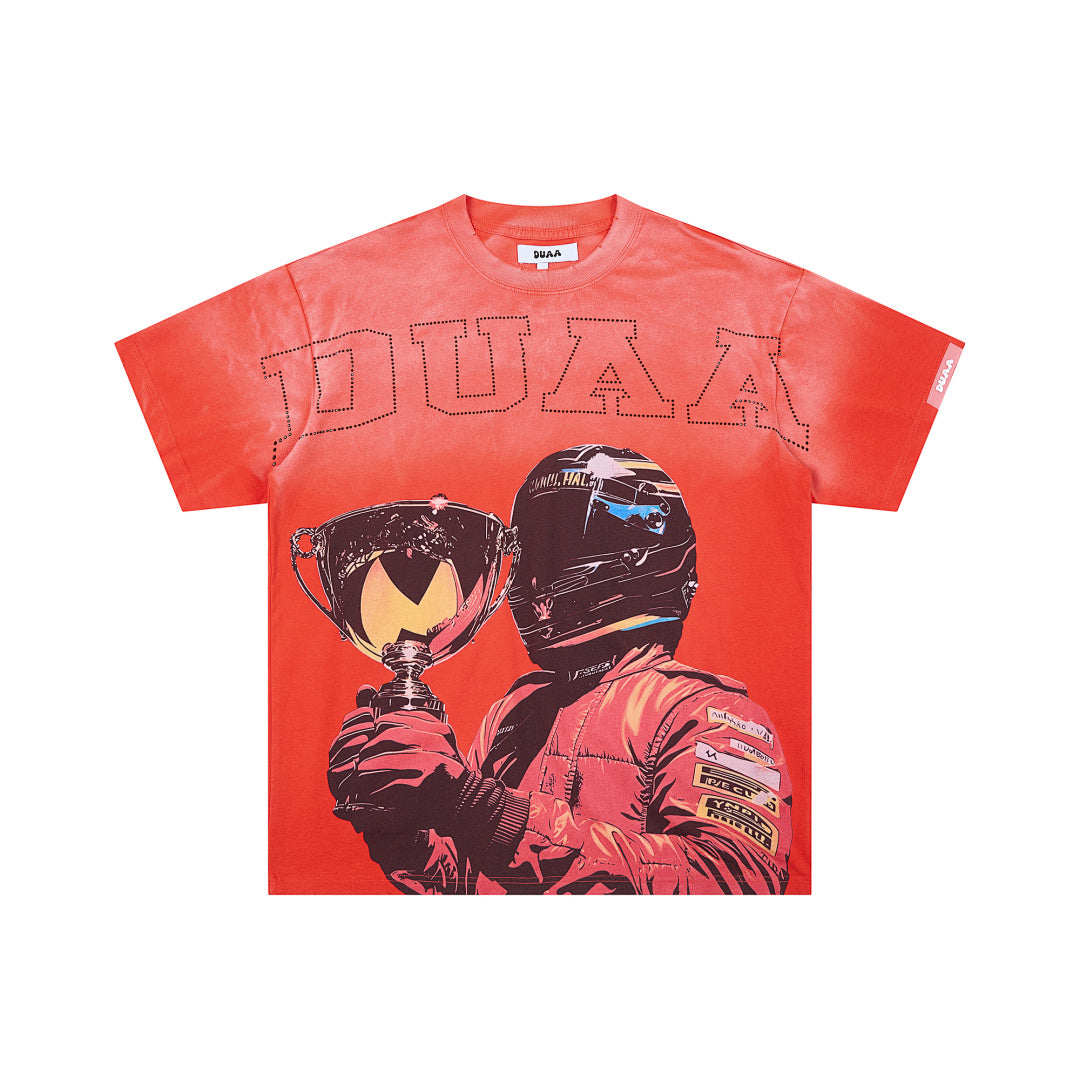 DUAA Champion Racer Oversized Graphic Tee — Red