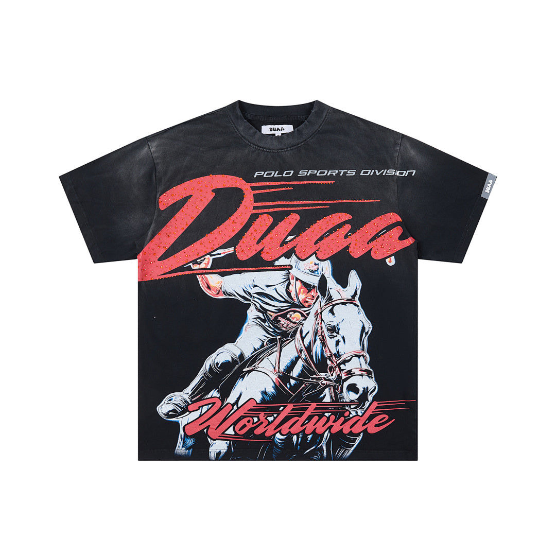 DUAA Polo Sports Division Oversized Graphic Tee — Black