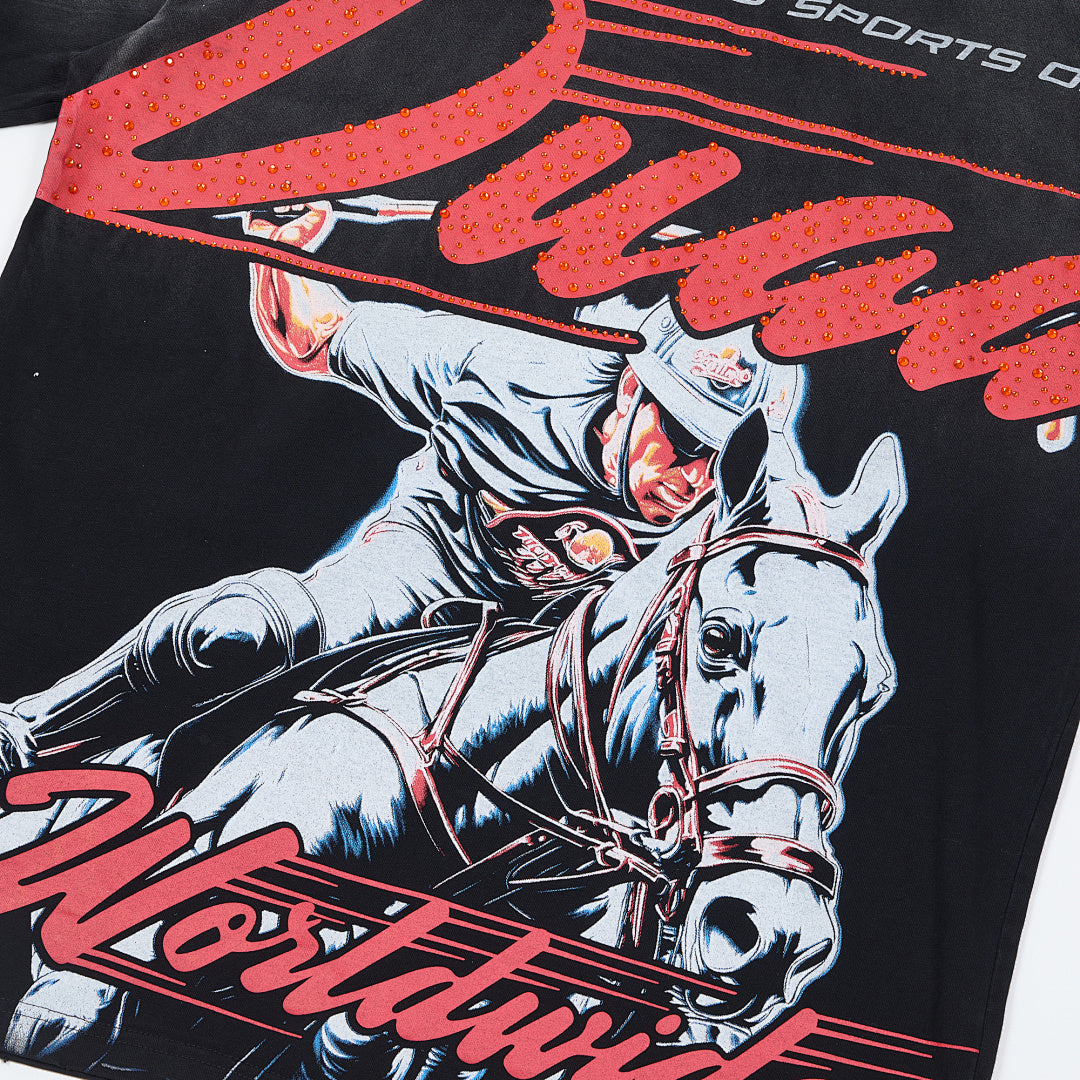 DUAA Polo Sports Division Oversized Graphic Tee — Black