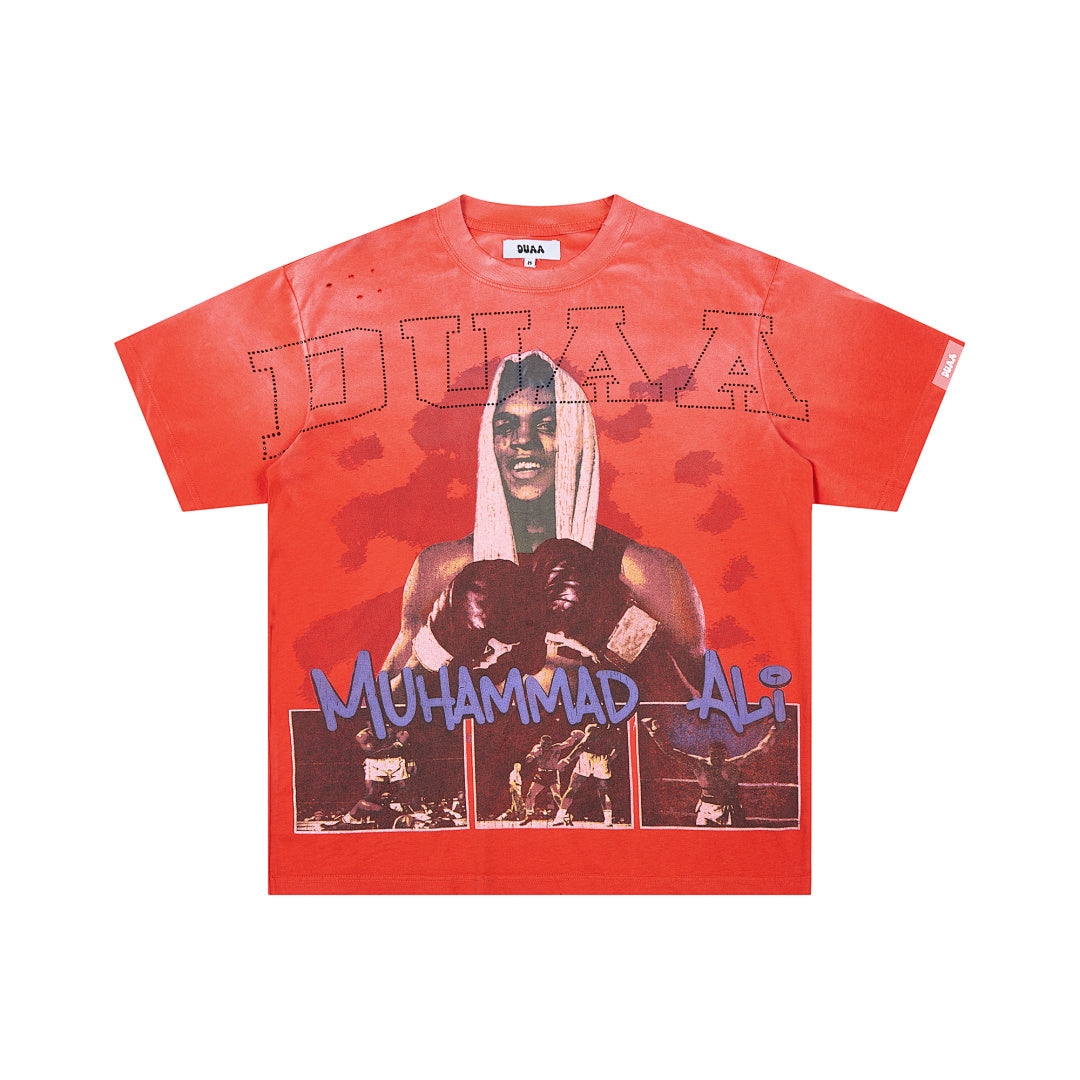 DUAA Muhammad Ali Oversized Graphic Tee — Red