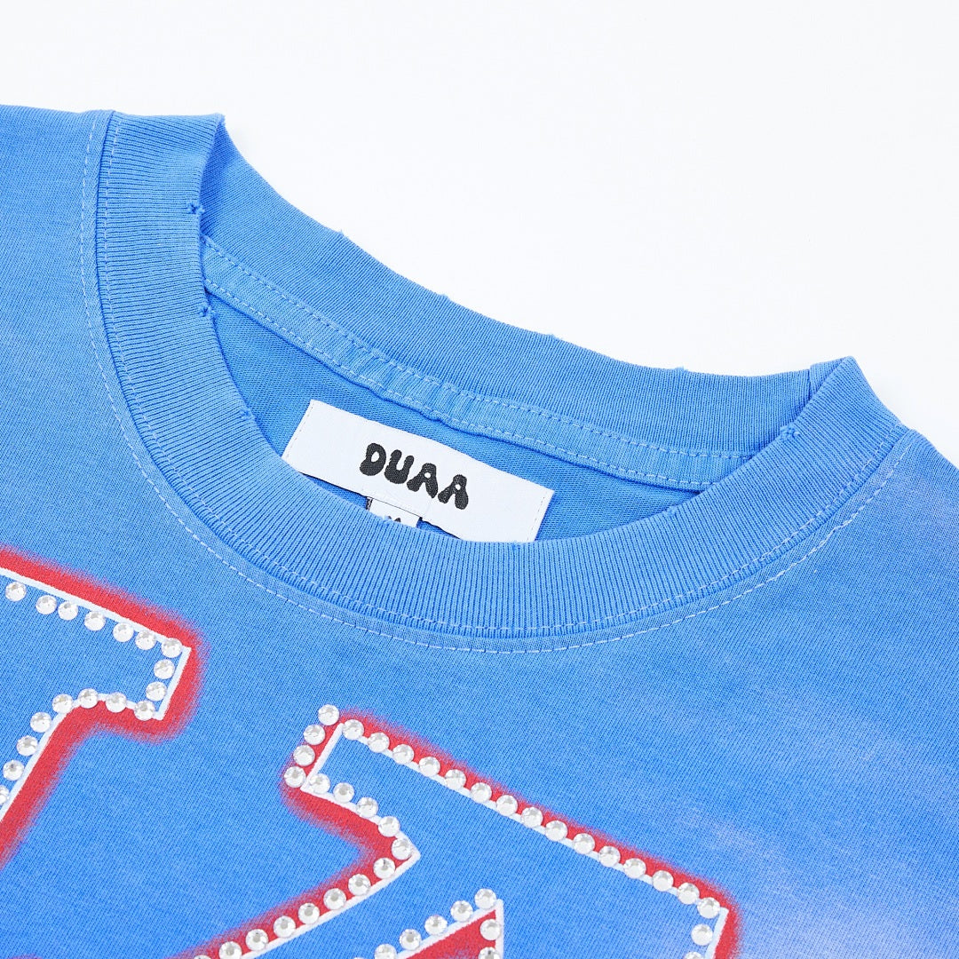 DUAA Celia Cruz Queen of Salsa Oversized Graphic Tee — Blue
