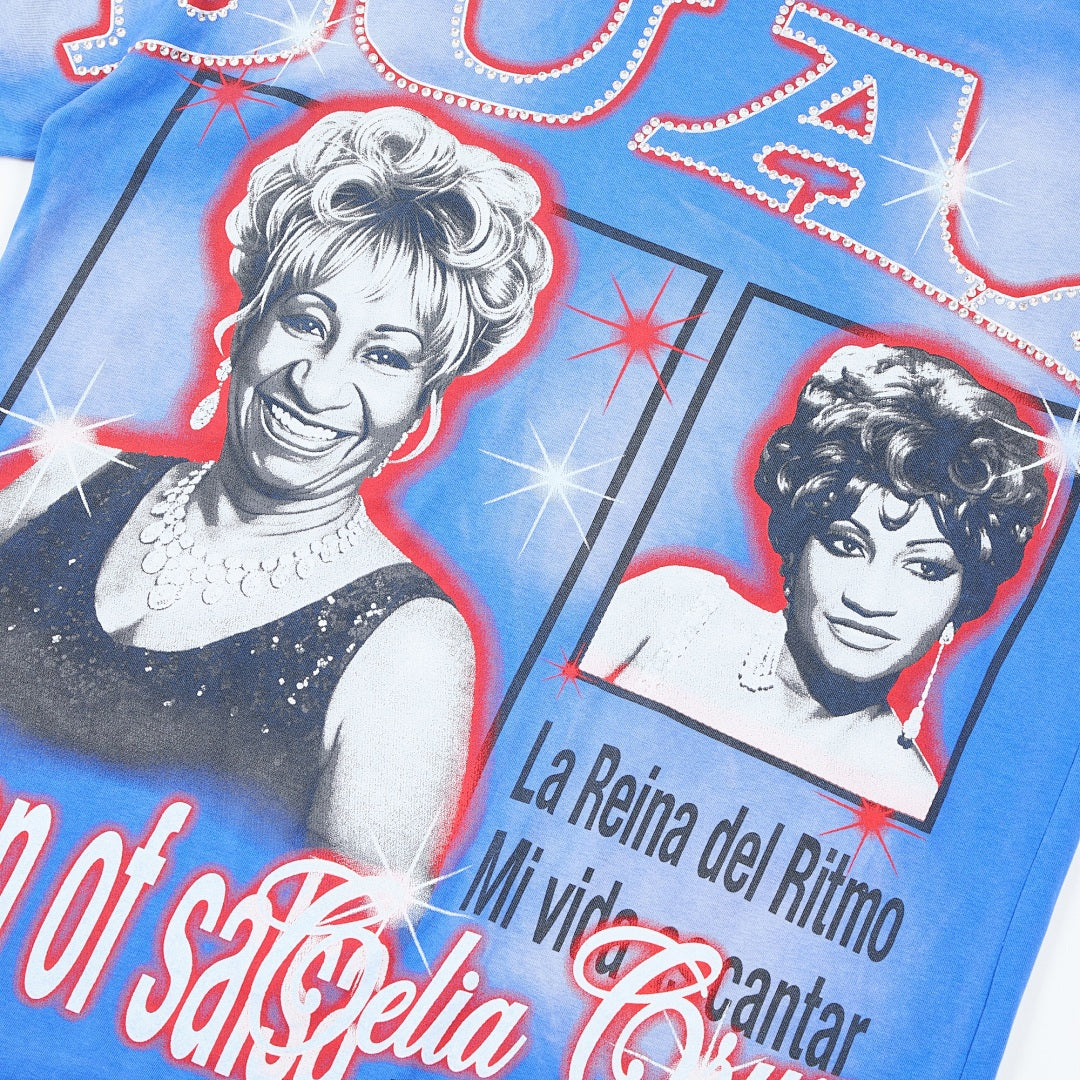 DUAA Celia Cruz Queen of Salsa Oversized Graphic Tee — Blue