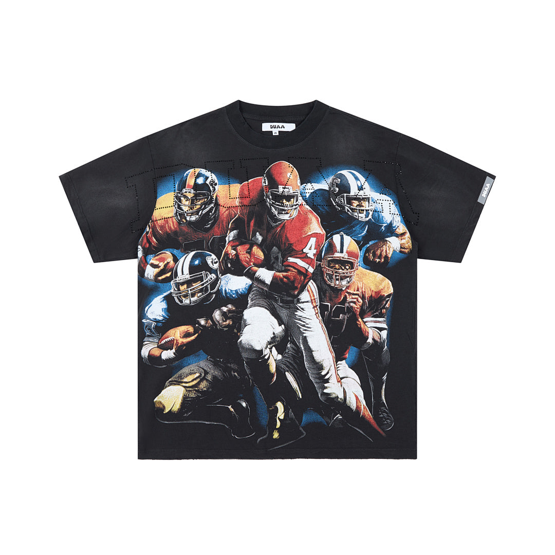 DUAA Gridiron Oversized Graphic Tee — Black