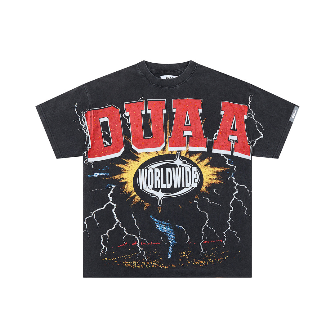 DUAA Worldwide Storm Oversized Graphic Tee — Black