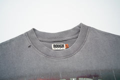 Rough Play Skeleton Band Oversized Graphic Tee — Grey