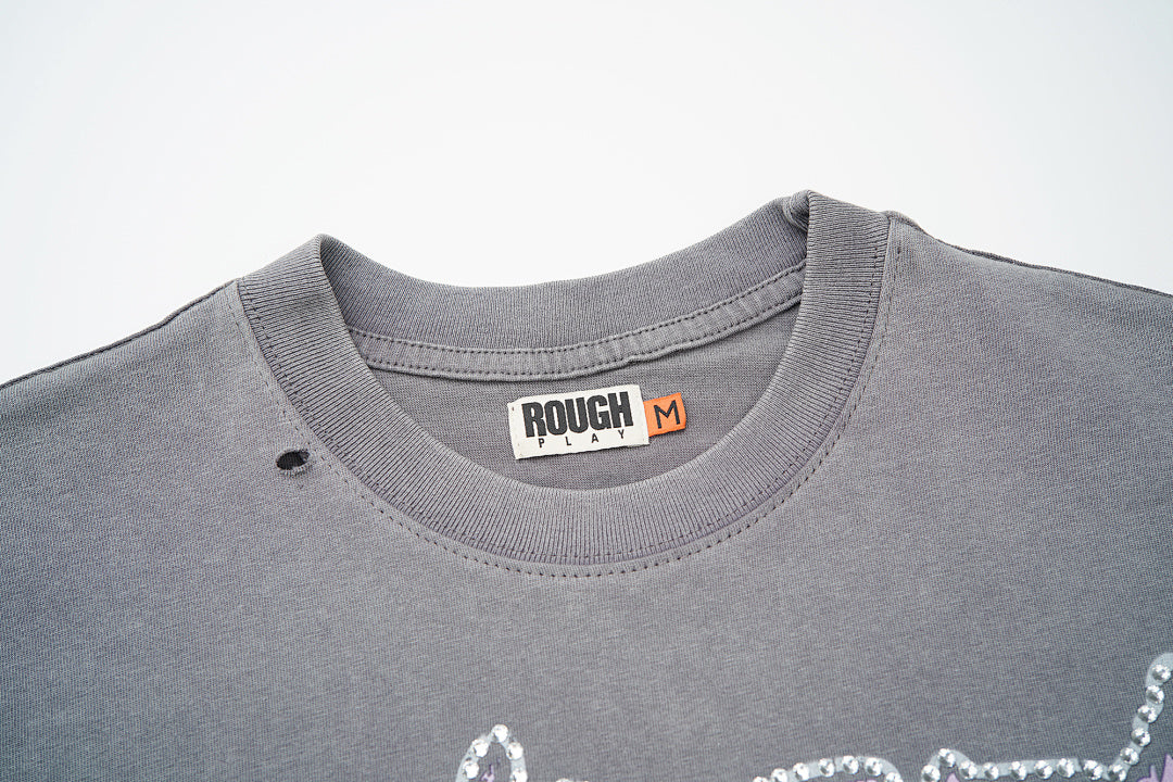 Rough Play Rockstar Gotham City Oversized Graphic Tee — Grey