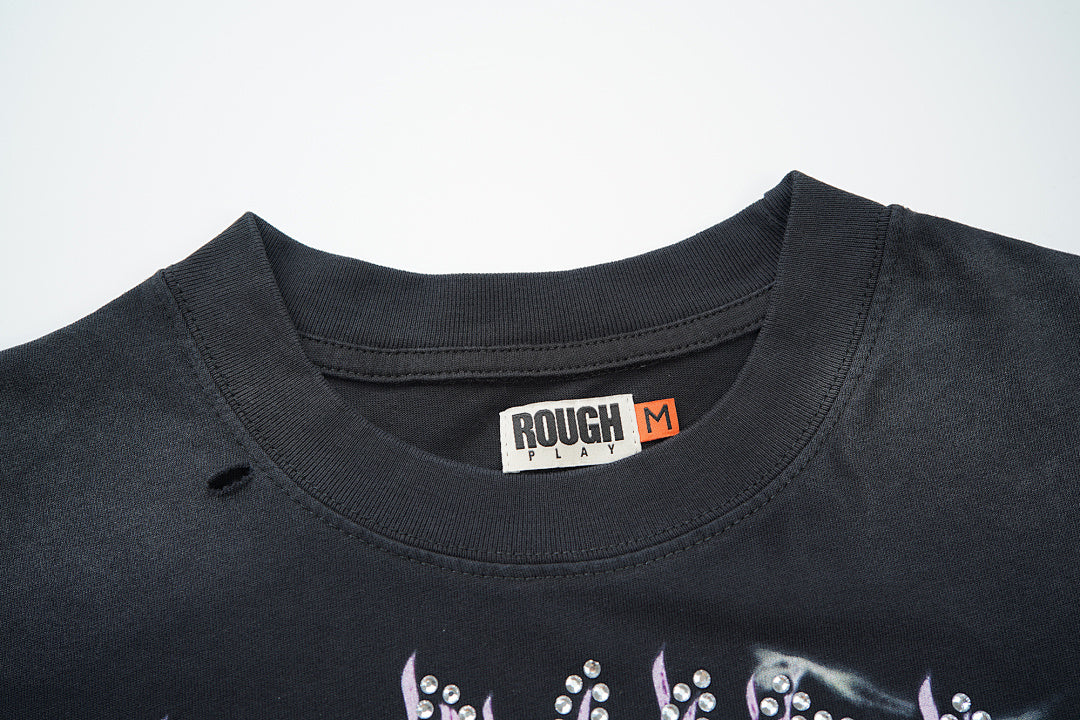 Rough Play Night Rider Oversized Graphic Tee — Black