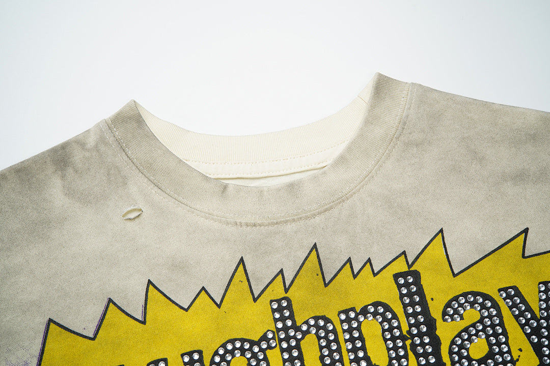 Rough Play The Losers Win Again Oversized Graphic Tee — Grey