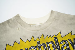 Rough Play The Losers Win Again Oversized Graphic Tee — Grey