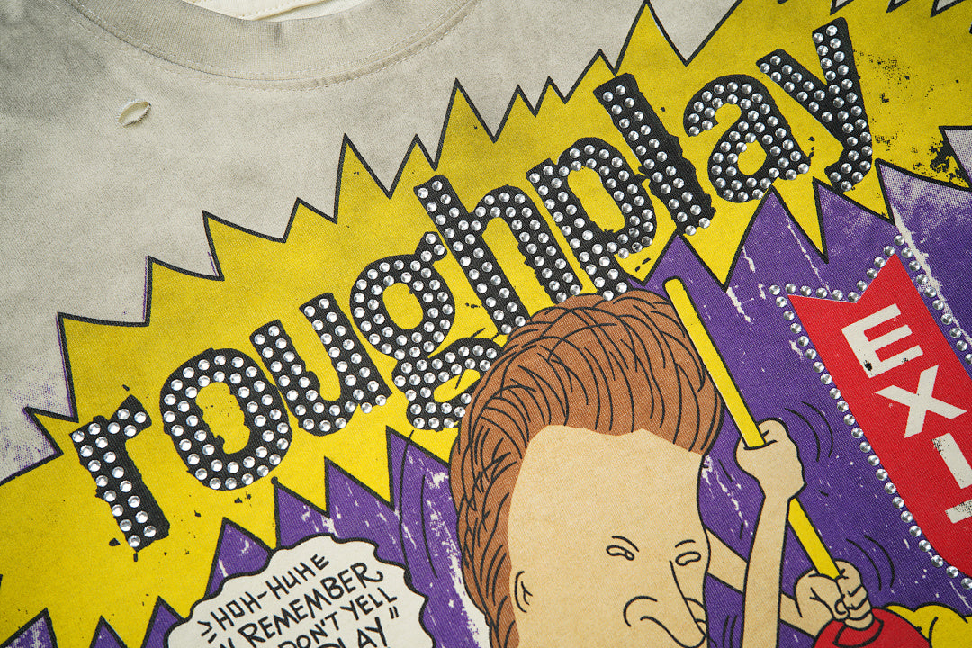 Rough Play The Losers Win Again Oversized Graphic Tee — Grey
