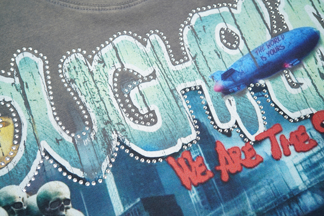 Rough Play We Are the Streets Oversized Graphic Tee — Grey