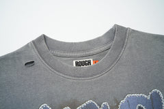 Rough Play Skeleton Guitarist Oversized Graphic Tee — Grey