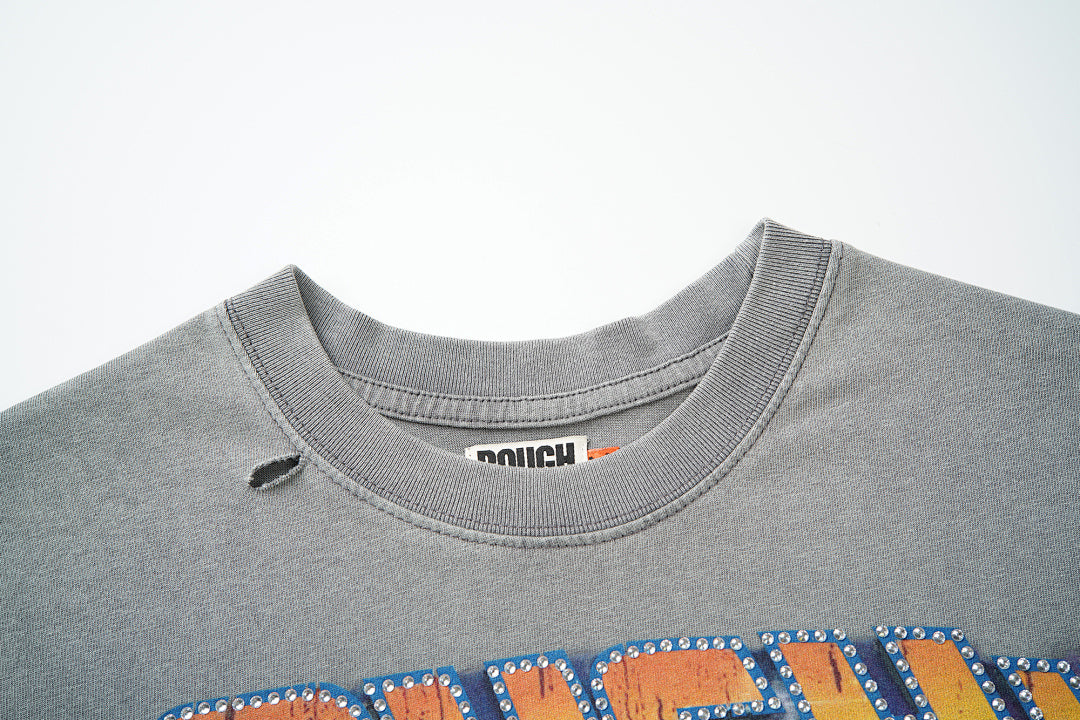 Rough Play Casino Skull Oversized Graphic Tee — Grey