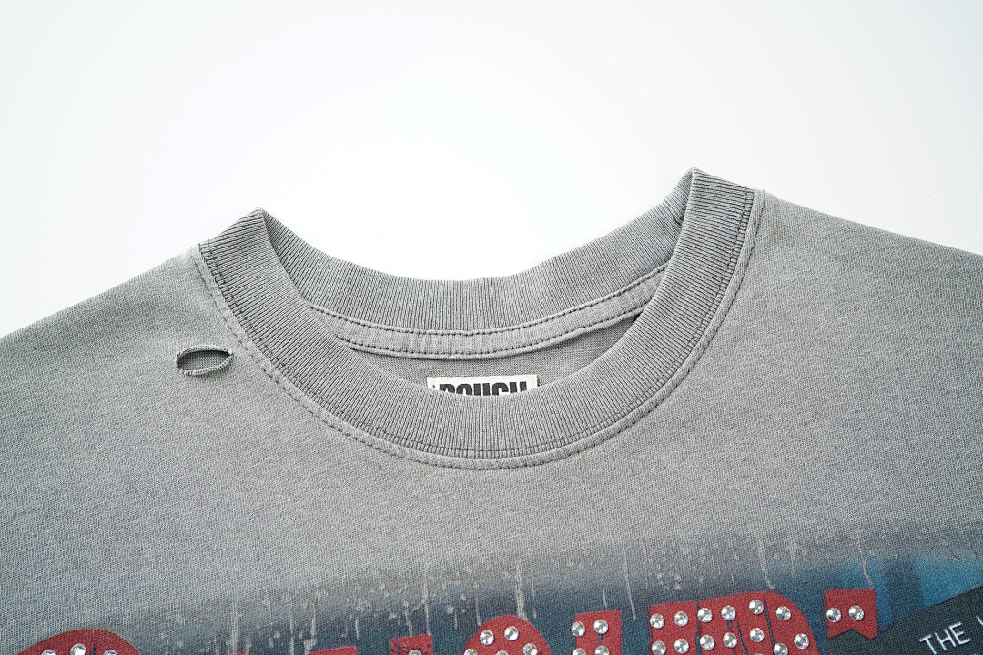 Rough Play The World Is Yours Casino Oversized Graphic Tee — Grey