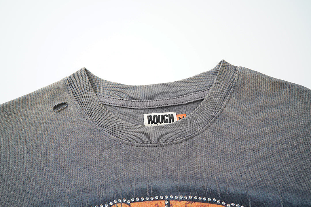 Rough Play Girls Just Wanna Play Rough Oversized Graphic Tee — Grey
