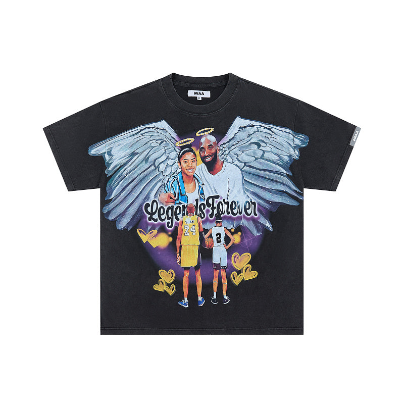 DUAA Legends Forever Oversized Graphic Tee — Washed Black