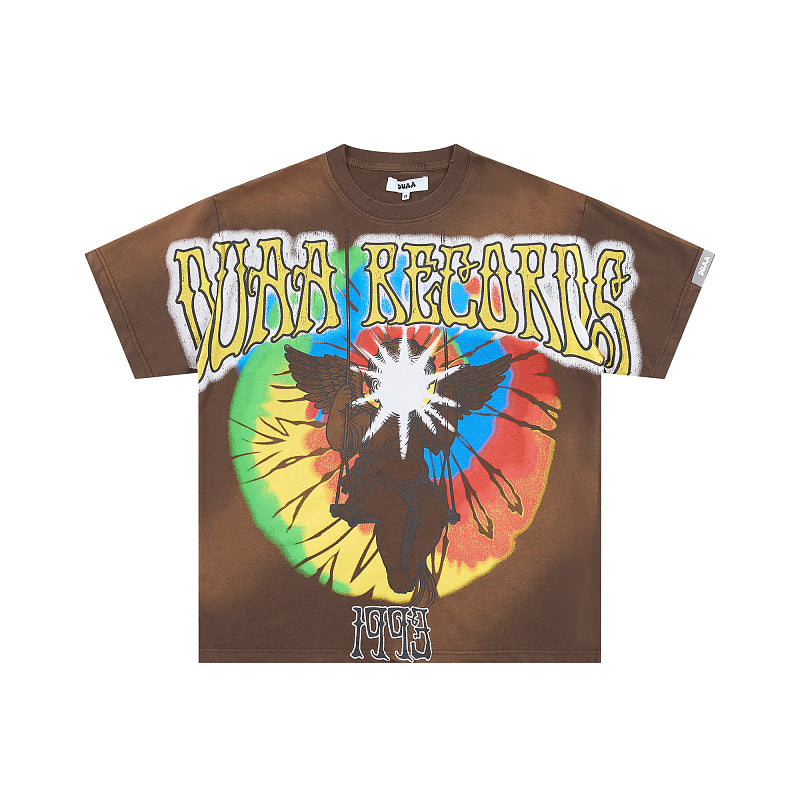 DUAA Records 1993 Angel Oversized Graphic Tee — Washed Brown