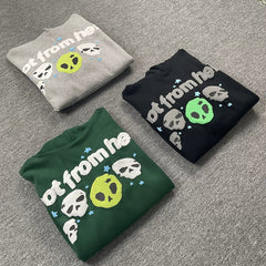 Broken Planet Not From Here Alien Skull Hoodie‑3 Colors