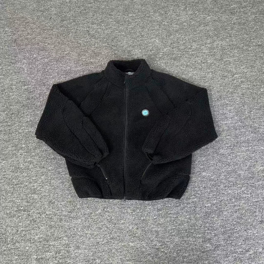 Broken Planet Sherpa Fleece Full Zip Stand Collar Jacket - Black
