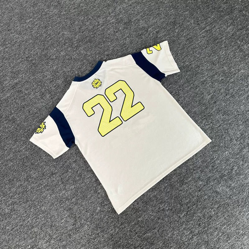 Broken Planet #22 Color Block Mesh Baseball Jersey - White Navy
