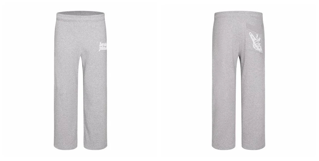 Broken Planet Logo Heather Grey Wide Leg Sweatpants
