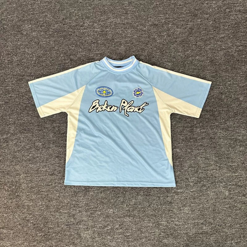 Broken Planet Light Blue Retro Football Jersey T-Shirt