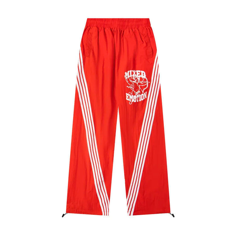 Mixed Emotion Side‑Stripe Logo Track Pants