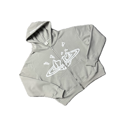 Broken Planet Cracked Planet Zip Hoodie - Smoke Grey