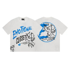 Mixed Emotion White Tee – Emotional Closet Blue Cupid Print