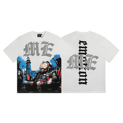 Mixed Emotion White Tee – Gothic Cross Deep Sea Diver Print