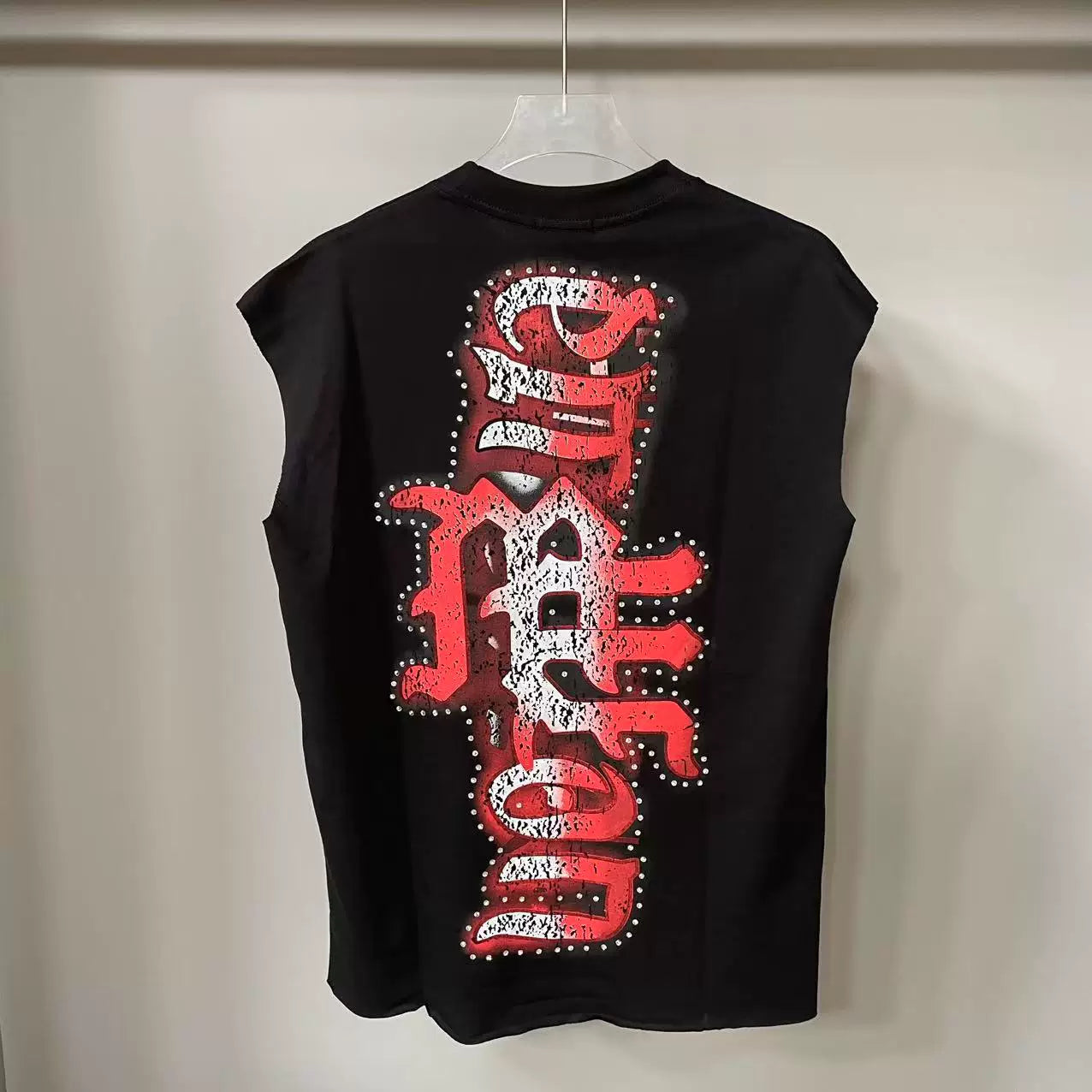 Mixed Emotion Black Tank Top – Studded Mixed Emotion Angel Print