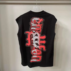 Mixed Emotion Black Tank Top – Studded Mixed Emotion Angel Print
