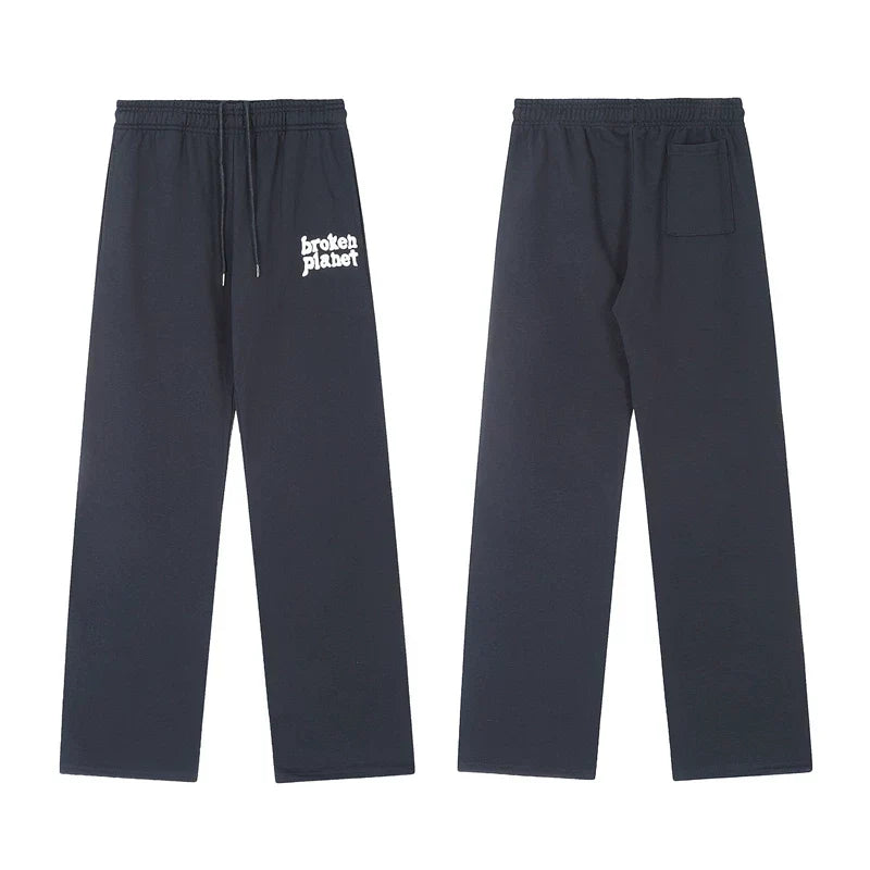 Broken Planet Logo Navy Blue Wide Leg Sweatpants