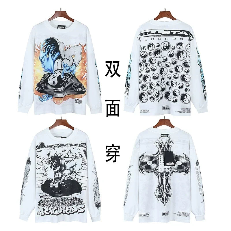 Hellstar Reversible Graphic Long Sleeve Tee - White