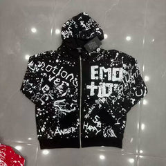 Mixed Emotion Splash Graffiti Full‑Zip Hoodie