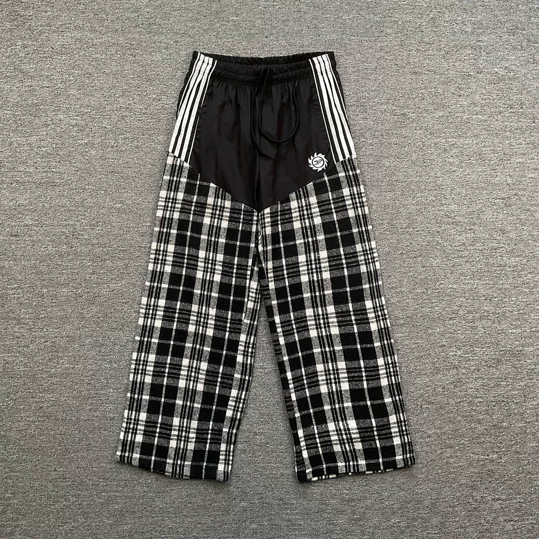 Broken Planet Plaid Patchwork Wide Leg Pants‑2 Colors