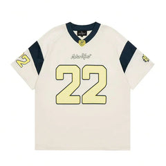 Broken Planet #22 Color Block Mesh Baseball Jersey - White Navy