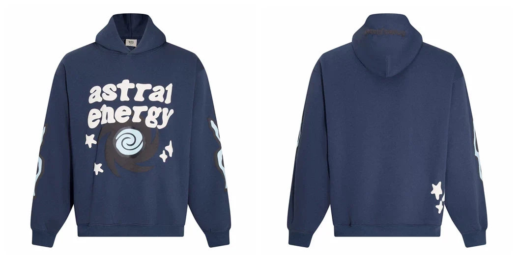 Broken Planet Astral Energy Navy Oversized Graphic Hoodie