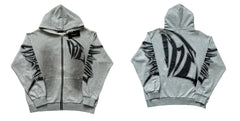Mixed Emotion Grey Zip Hoodie – Black Art Print