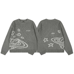 Broken Planet Planet Star Jacquard Crewneck Knit Sweater - Grey