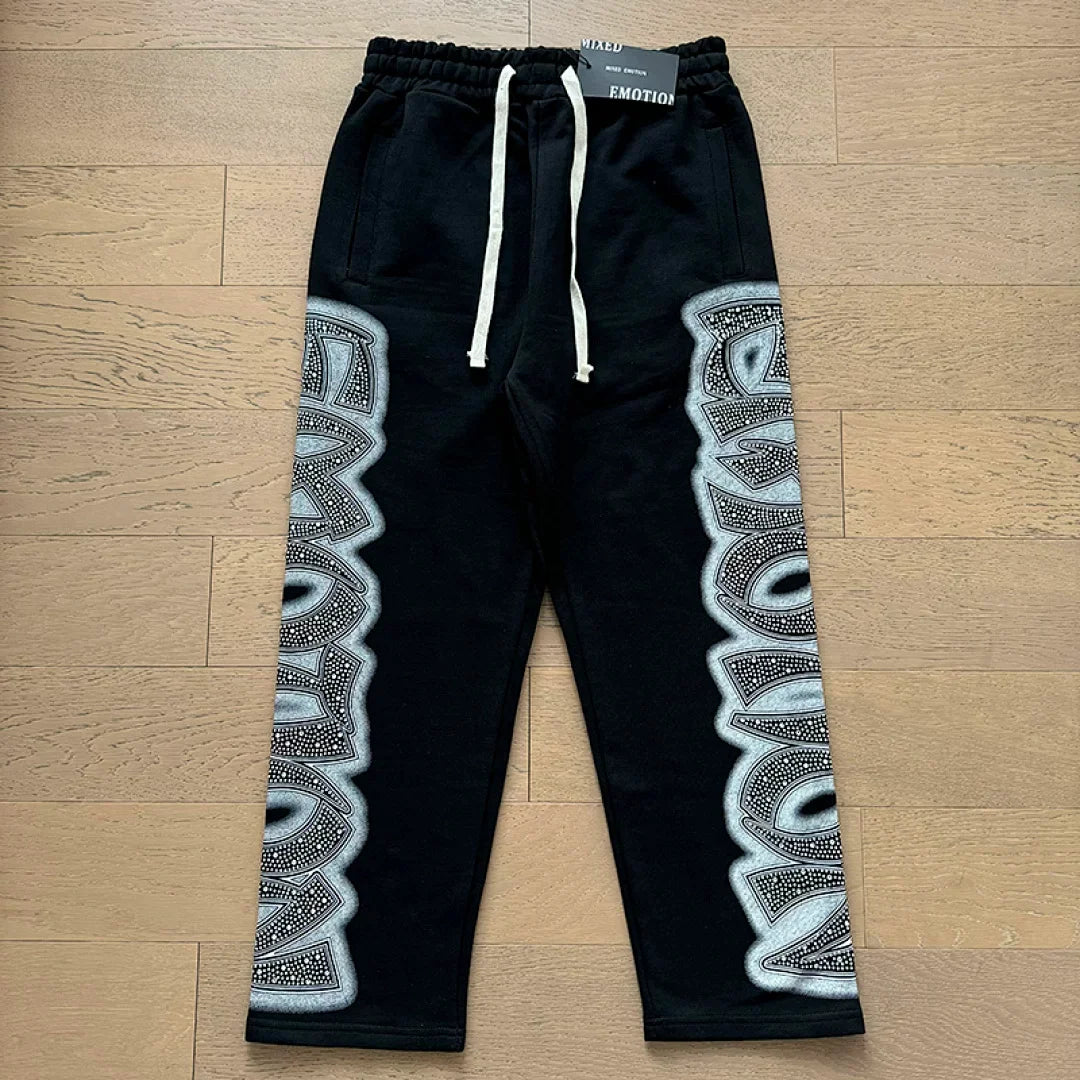 Mixed Emotion Skeleton Graphic Zip‑Up Hoodie Sweatpants Set
