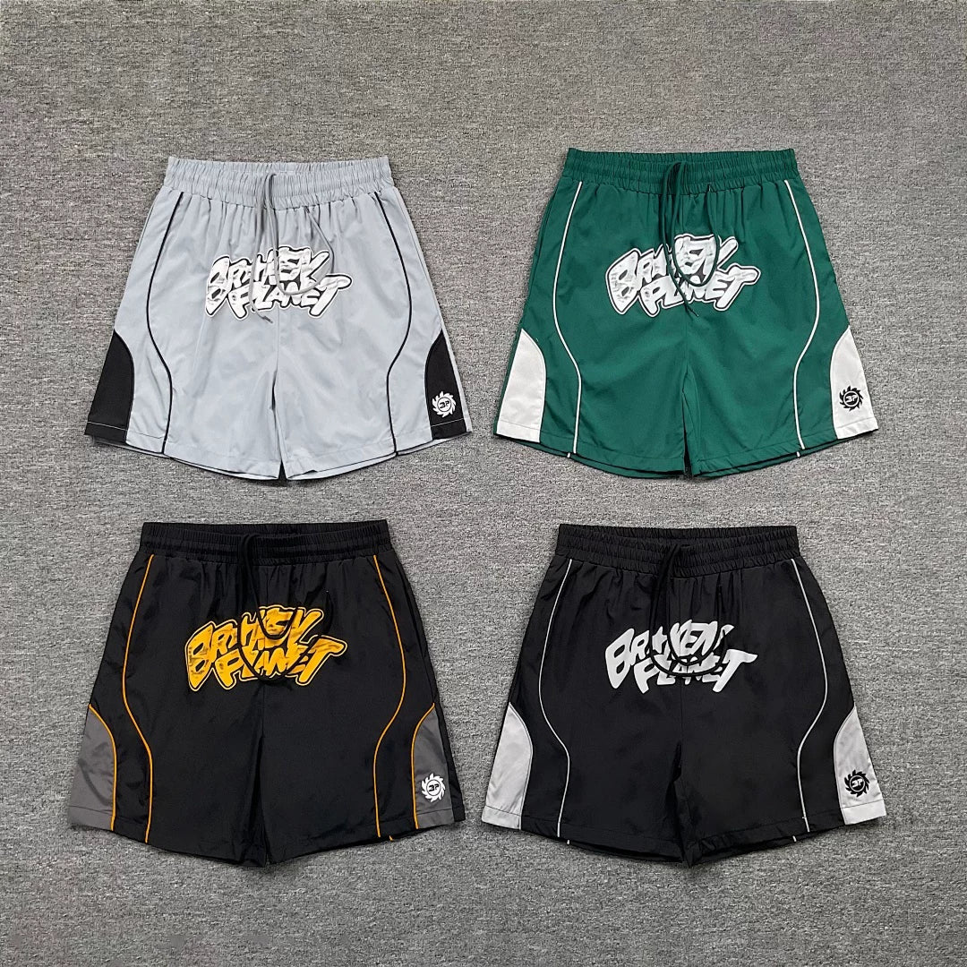 Broken Planet Curved Seam Graffiti Basketball Shorts‑4 Colors