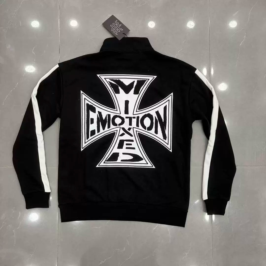 Mixed Emotion Cross Graphic Half‑Zip Sweatshirt & Sweatpants Set