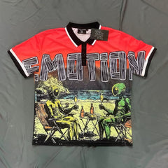 Mixed Emotion Alien Beach Graphic Short Sleeve Polo