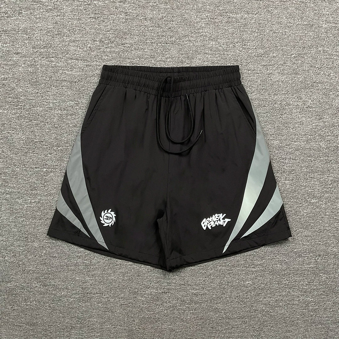 Broken Planet Angular Panel Graffiti Sport Shorts‑4 Colors