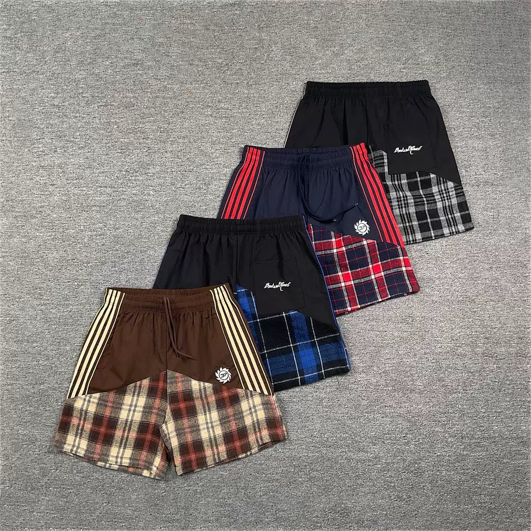 Broken Planet Multi‑Stripe Plaid Patchwork Shorts‑4 Colors