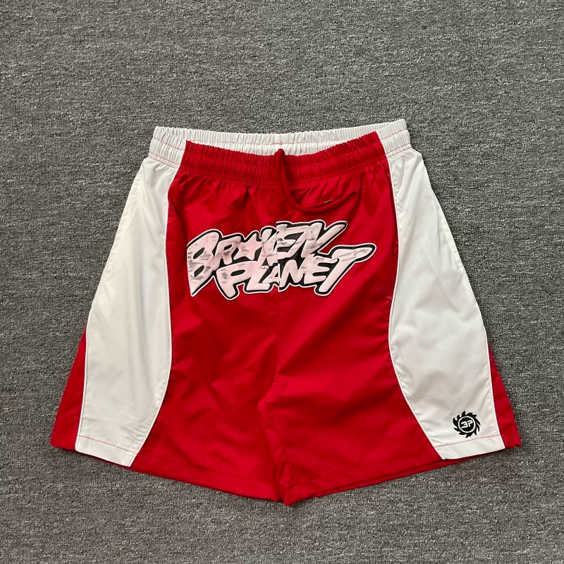 Broken Planet Graffiti Script Color Block Nylon Shorts - 4 Colors Available