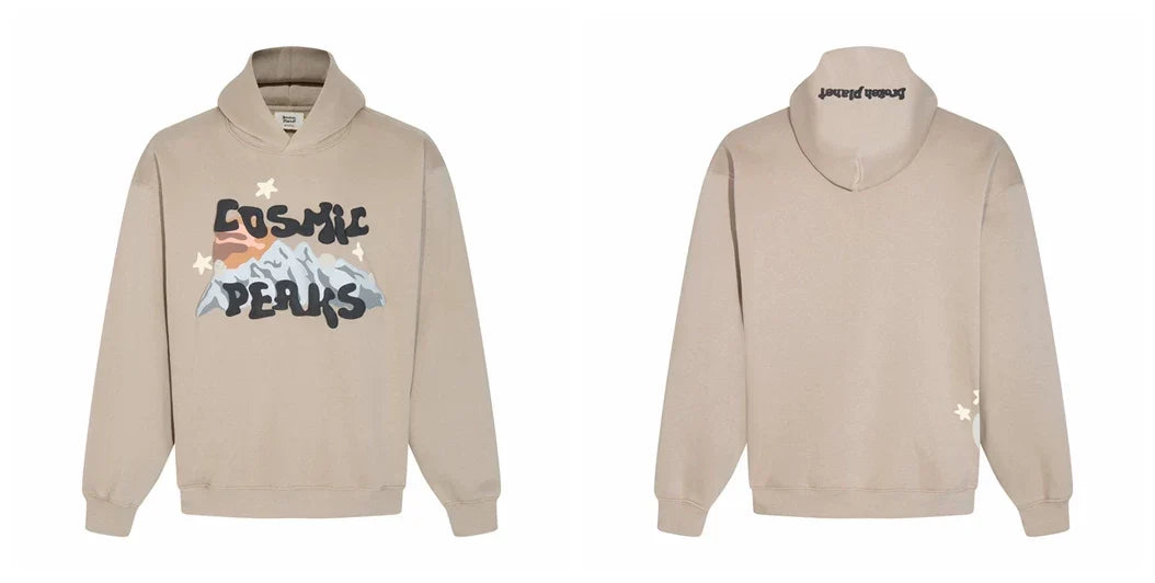 Broken Planet Cosmic Peaks Khaki Oversized Graphic Hoodie